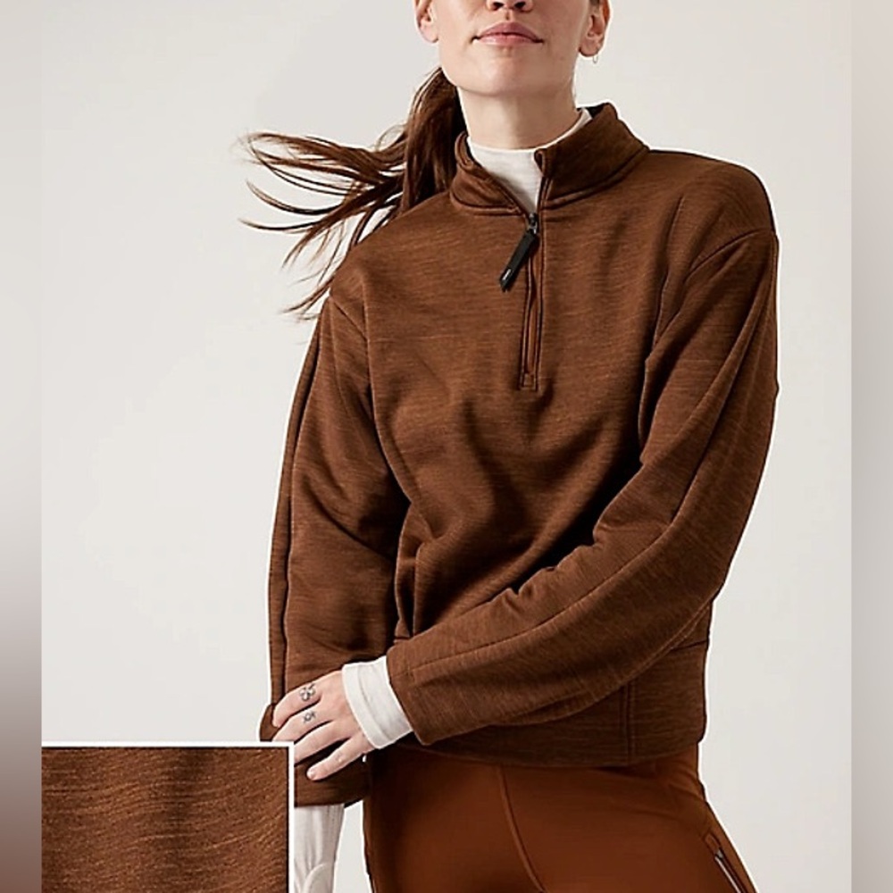 Athleta Women's Altitude Polartec Half Zip Sweatshirt Mahogany Heather, Size M